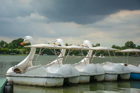 Duck boat before under thunderstorm