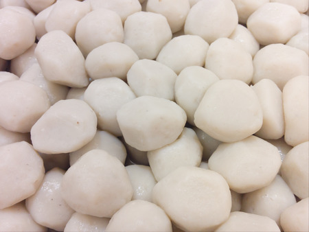 Fish meat ball in supermarketの写真素材