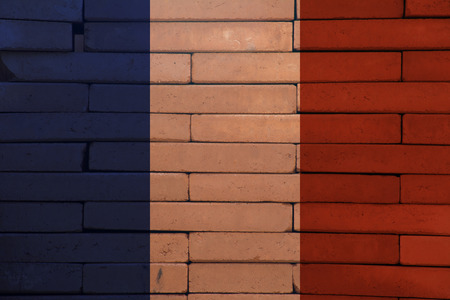 Abstract France flag on a brick raw Texture.の写真素材