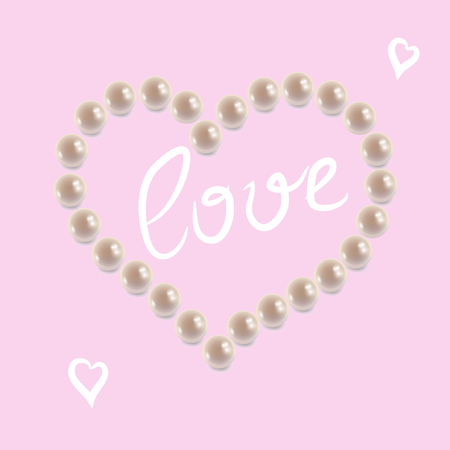 Delicate pearls on a pink background.のイラスト素材