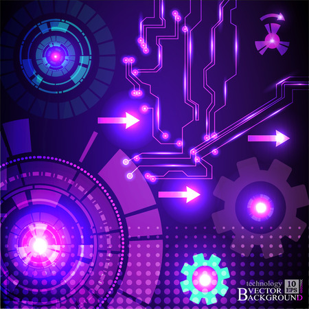 Hi-tech digital technology and engineering, digital telecoms technology concept, Abstract futuristic- technology on purple color backgroundのイラスト素材