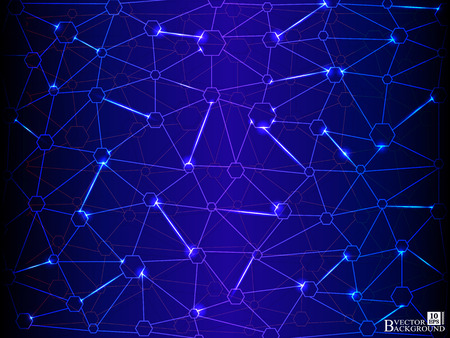 Abstract mesh background with circles, lines and shapes. Communication conceptのイラスト素材