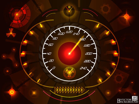 Abstract car speedomete on red color background. Vectorのイラスト素材