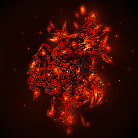 The bird Phoenix in flames abstract background. Vectorのイラスト素材