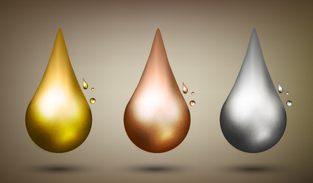 Set of drops. Oil liquid metal. Vector illustrationのイラスト素材