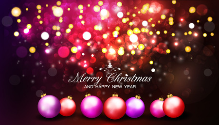 Christmas Background With Abstract Bokeh Lights and Christmas Balls. Vector illustrationのイラスト素材