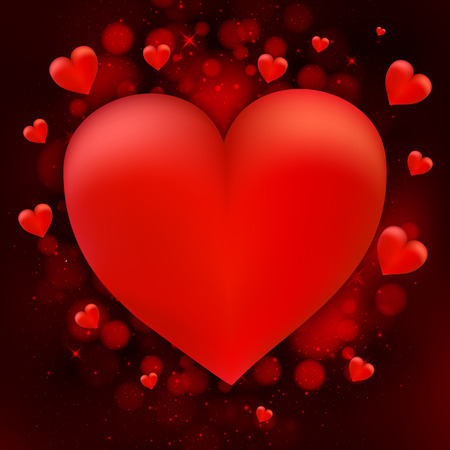 Decorative heart with lot of valentines hearts on bokeh illustration.のイラスト素材
