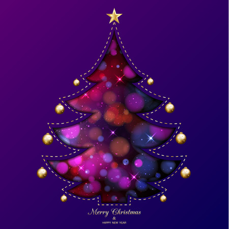 Abstract Christmas tree on purple illustration.のイラスト素材