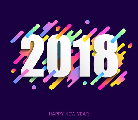 Happy new year 2018 creative design card on modern background.のイラスト素材