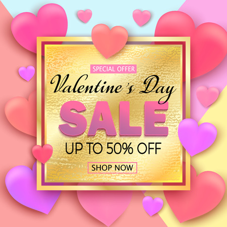Valentines day sale background with hearts.  Wallpaper, flyers, invitation, posters, brochure banners Vector Illustrationのイラスト素材