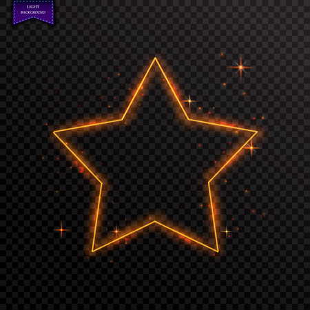 Vector glowing magic star frame. Glowing neon fire wave. Glitter sparkle trail effect on dark transparent backgroundのイラスト素材