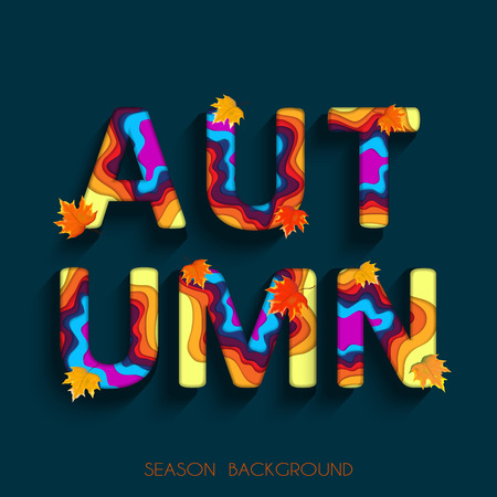 Fashionable modern autumn background with bright autumn leaves for design of posters, flyers, banners. Vector illustrationのイラスト素材