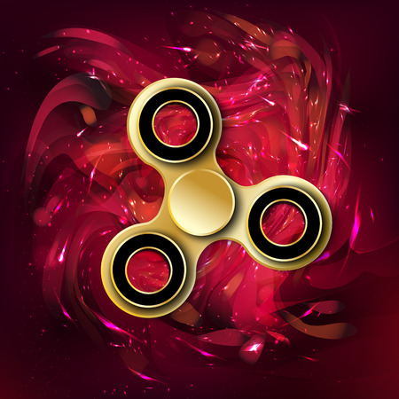 Vector illustration concept of Hand spinning machine, abstract red background. Rotationのイラスト素材