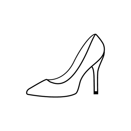 Monochrome  womens shoe, isolated on a white background. Vector illustrationのイラスト素材