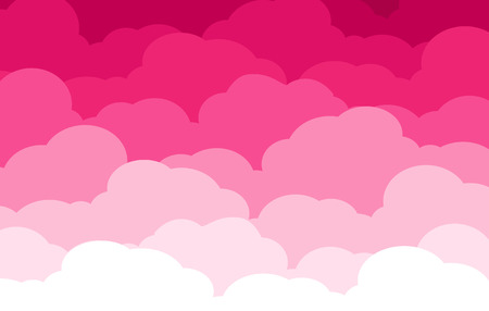 Sky and clouds. Background sky and cloud with pink color. Cartoon cloudy background. Vector illustrationのイラスト素材