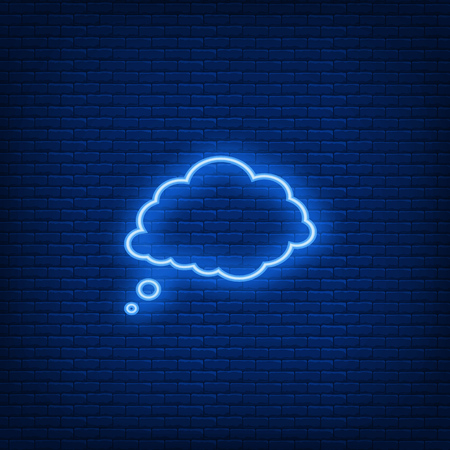 Thought Neon blue bubble vector iconのイラスト素材