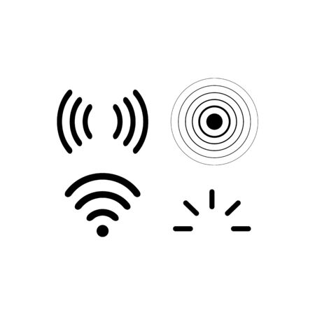 Signal icons vector set iradio signals waves. Radar, wifi, antennaのイラスト素材