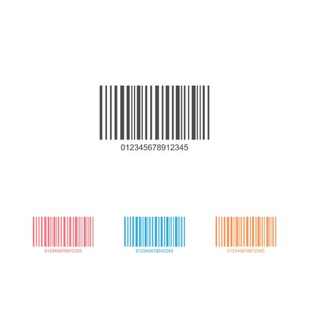 Bar code icon set vector with numbers and pattern of parallel lines flat sign symbols illustration isolated on white background black color.のイラスト素材