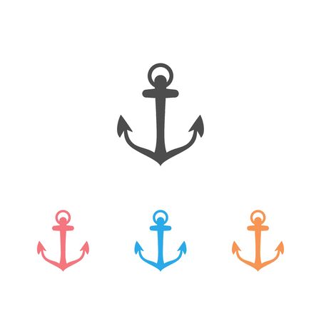 Anchor vector icon set Nautical maritime sea ocean boat illustrationのイラスト素材