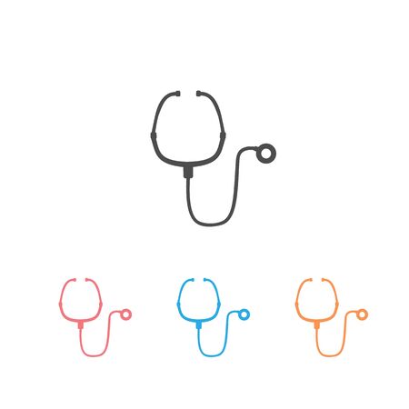 Abstract medical icon set with stethoscope, vector illustration on white backgroundのイラスト素材