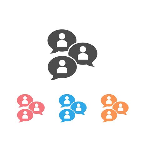 Group chat bubbles or forum discussion with multiple people chatting flat vector icon set for apps and websitesのイラスト素材