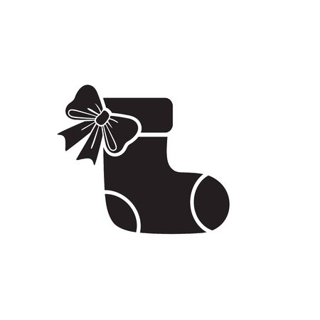 Christmas stocking icon on white. Sock with bow icon. Vectorのイラスト素材