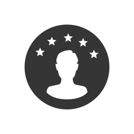 Customer experience or 5 star satisfaction rating line art vector icon for review apps and websitesのイラスト素材