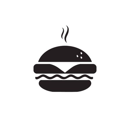 Fast food icon, burger icon. Vector simple black isolated illustrationのイラスト素材