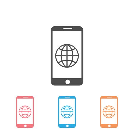 Phone roaming icon set in flat style. Roaming symbol for your web site design, logo, app, UI Vectorのイラスト素材