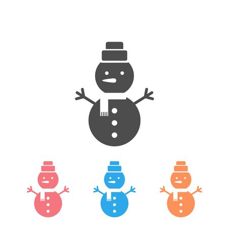 Vector icon set of snowman with hat and scarfのイラスト素材