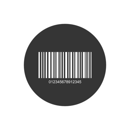 Bar code icon vector with numbers and pattern of parallel lines flat sign symbols logo illustration isolated on gray background white color. Concept object design for productのイラスト素材