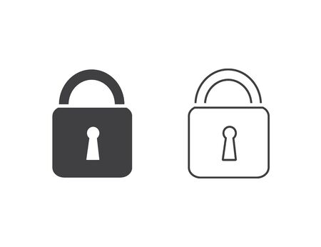 Lock vector line icon set in flat styleのイラスト素材