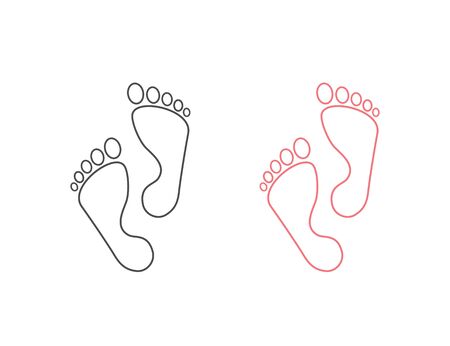 Foot step line icon set. Vector illustrationのイラスト素材