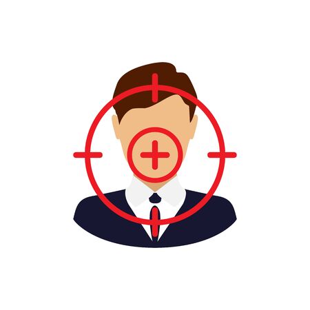 Man under crosshair icon. Cartoon. Vector illustrationのイラスト素材