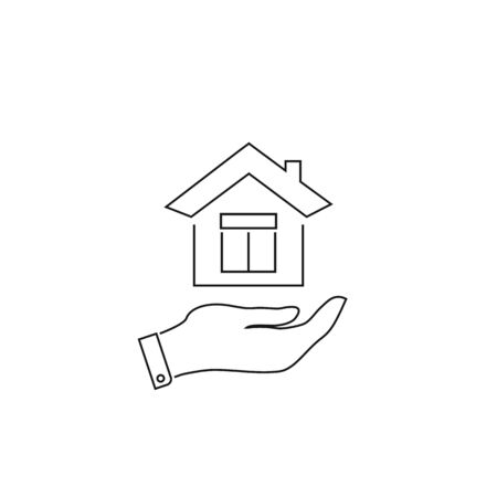 Save house line icon. Vector illustrationのイラスト素材