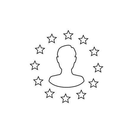 Stars of the European Union man silhouette inside line icon. Brexit concept. Vectorのイラスト素材
