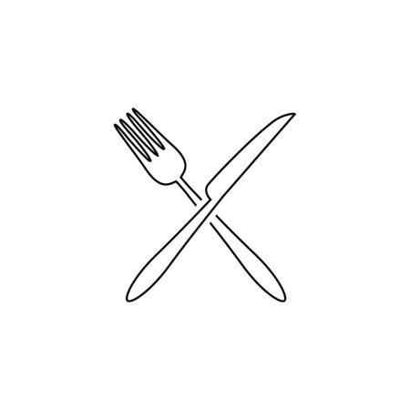 Fork and knife line icon vector. Eat symbol. Vectorのイラスト素材
