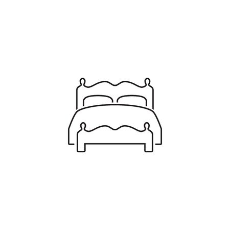 Double bed vector line icon on whiteのイラスト素材