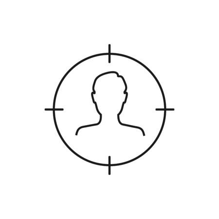 Man under crosshair line icon. Vector illustrationのイラスト素材