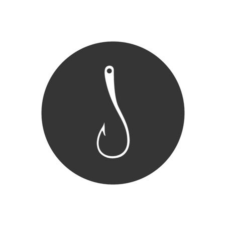 Fishing hook icon, black sign design. Vector in modern flat styleのイラスト素材
