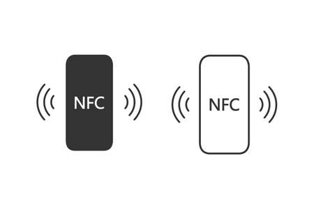 NFC line icon set, smart payment symbol. Simple, flat design for web or mobile appのイラスト素材