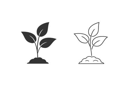 Leaf nature line icon set on white.のイラスト素材
