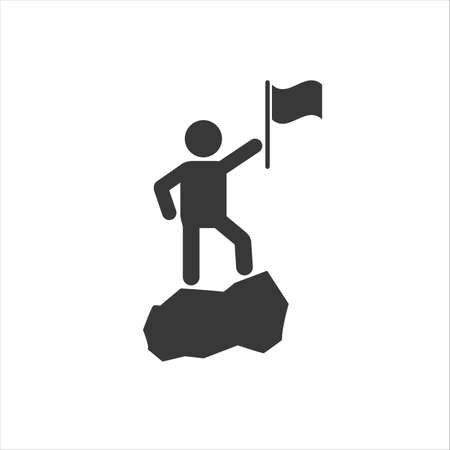 Man adventure flag mountain icon. Element of pictogram adventureのイラスト素材