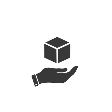 Hand and box icon in trendy outline style design. Vector graphic illustrationのイラスト素材