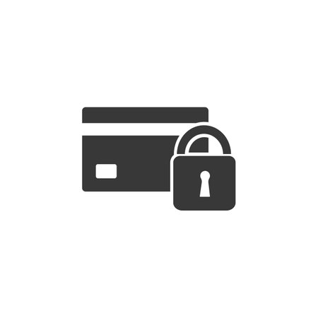 Credit card icon with shield and padlock symbol. Vectorのイラスト素材