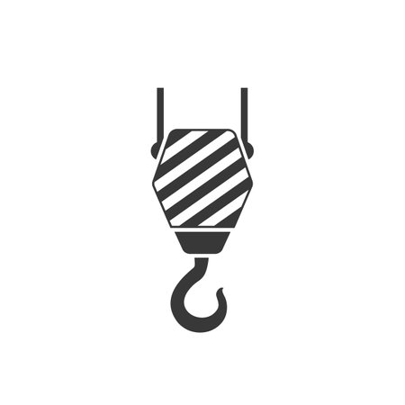 Black Industrial hook icon isolated on white background. Crane hook icon. Vector Illustrationのイラスト素材