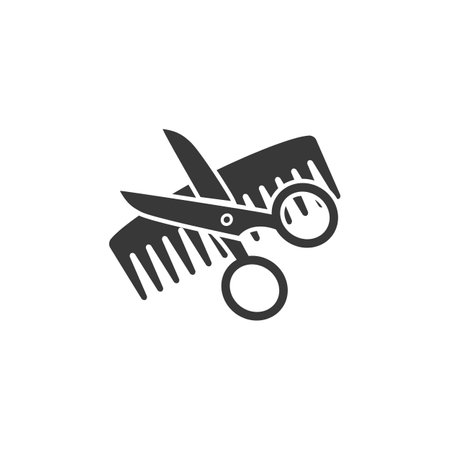 Flat icon scissors and combs isolated on white background. Beautyのイラスト素材