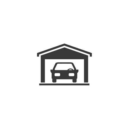 Car garage icon on white background in flat styleのイラスト素材