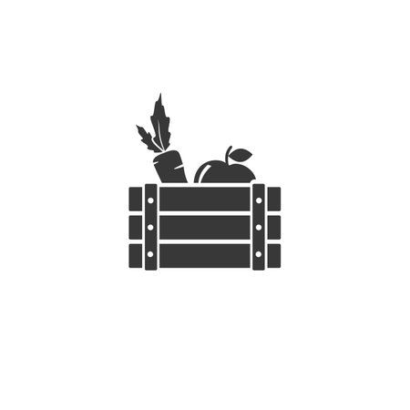 Farmer products icon. Fruits and vegetables. Vegetarian food. Vector icon isolated white backgroundのイラスト素材