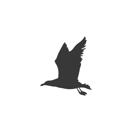 Icon of flying seagull silhouette vector in modern flatのイラスト素材